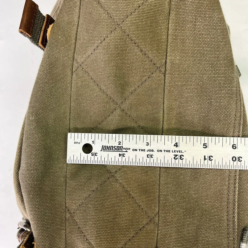 Fossil Olive Green Canvas Messenger Bag Crossbody Satchel Buckle Utility Unisex